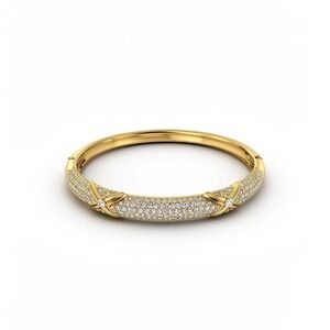 Gold Pave Crystal Mesh Bracelet - Elegant Women’s Bracelet